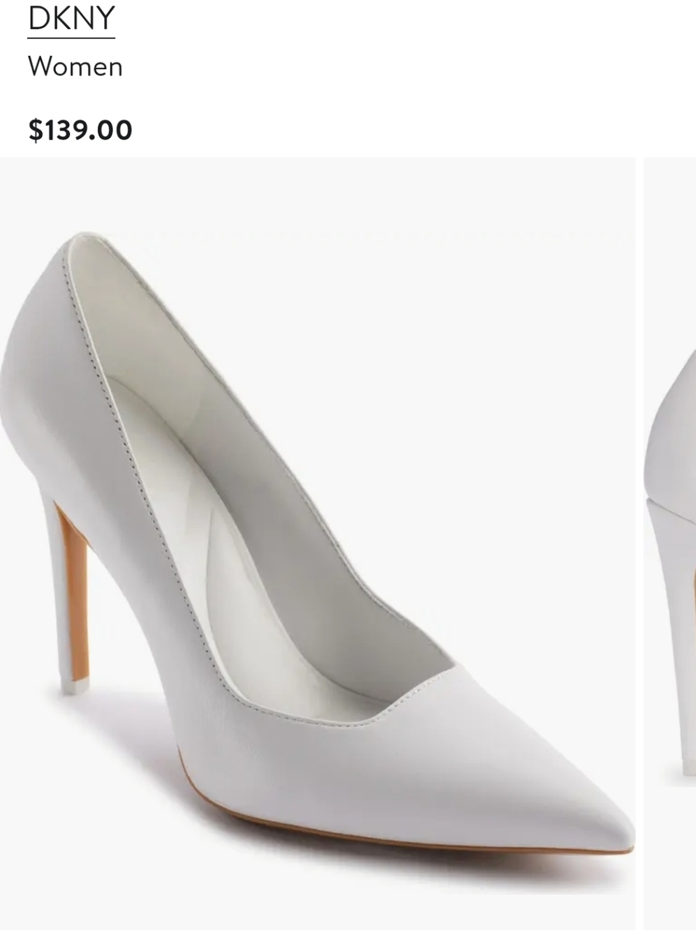 DKNY Mickel Pointed Toe Pump in White
